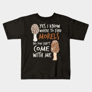 Morel Hunting design for a Mushroom Hunter Kids T-Shirt